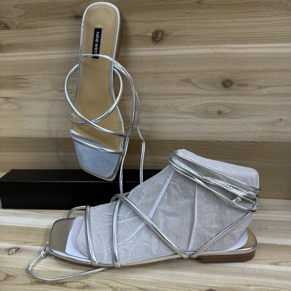 Sandals Nine West Silver Women's Size 8.5M - Picture 6 of 11